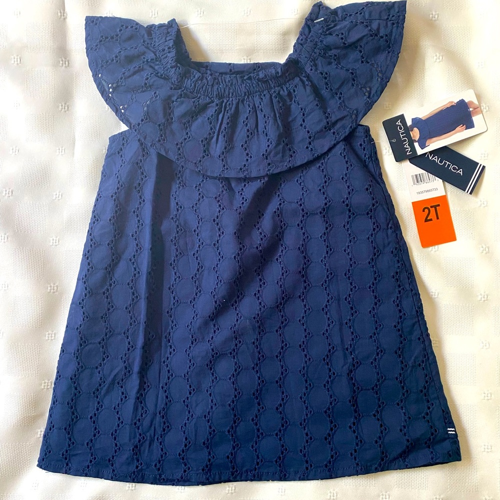 Nautica Dark Blue Eyelet Dress